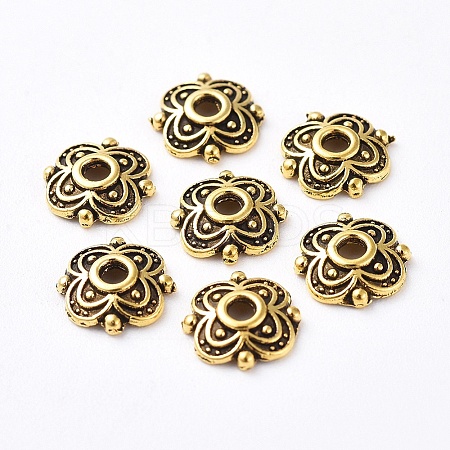 4-Petal Tibetan Style Alloy Flower Bead Caps LS-X-TIBE-S222-AG-NR-1