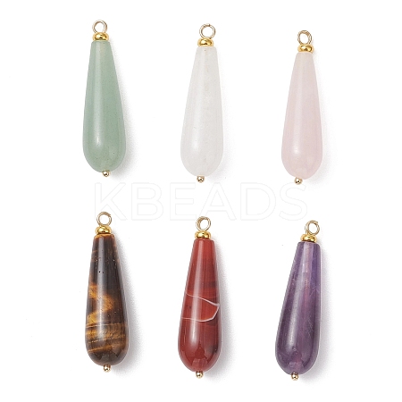 Natural Green Aventurine & Rose Quartz & Amethyst & Agate & Tiger Eye Pendants PALLOY-JF04866-1