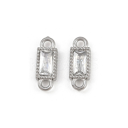 304 Stainless Steel Pave Clear Cubic Zirconia Rectangle Links Connector Charms STAS-F322-13P-1