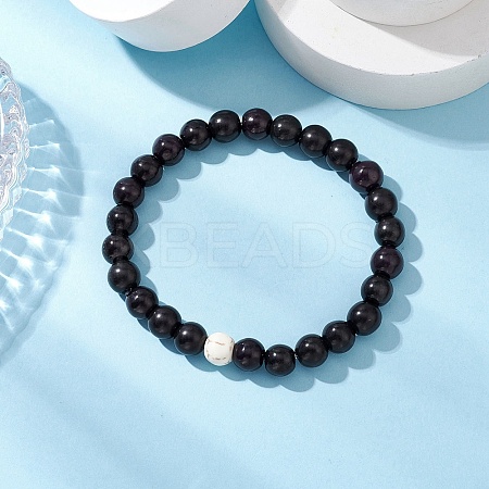 Synthetic Turquoise Beaded Stretch Bracelets for Women Men BJEW-JB11551-02-1