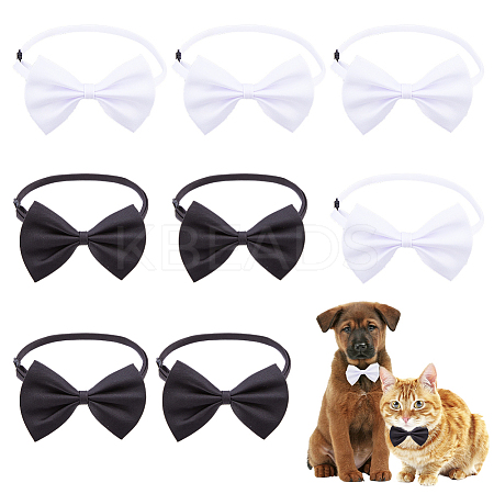 8Pcs 2 Colors Polyester Dog Bow Ties with Adjustable Collar AJEW-FH0005-40B-1