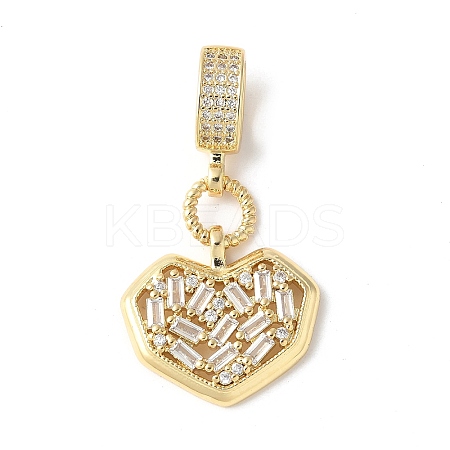 Brass Micro Pave Cubic Zirconia European Dangle Charms ZIRC-I071-10G-1