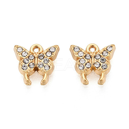 304 Stainless Steel Rhinestone Charms STAS-N110-35G-1