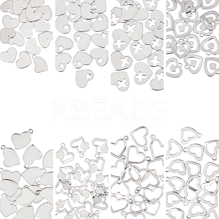 128Pcs 8 Style 201 Stainless Steel Charms STAS-UN0029-48-1