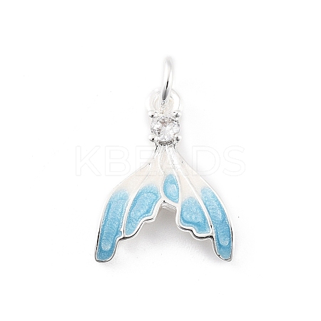 Brass Micro Pave Cubic Zirconia Pendants KK-K371-45S-1