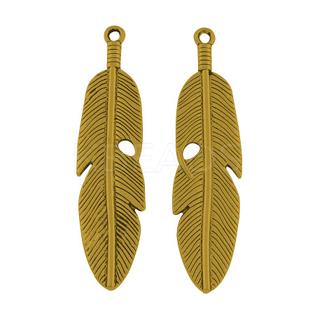 Tibetan Style Alloy Feather Big Pendants LS-TIBEP-A12720-AG-NR-1