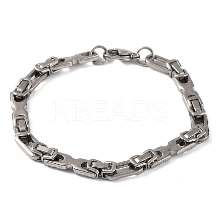 Tarnish Resistant 201 Stainless Steel Byzantine Chain Bracelets BJEW-B078-86P-1