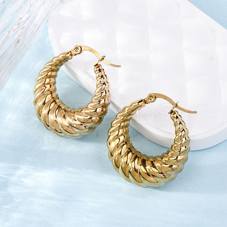 Ion Plating(IP) 304 Stainless Steel Hoop Earrings X-EJEW-O096-40G-1