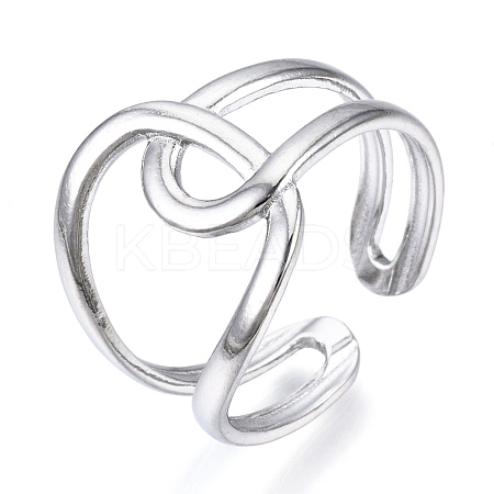 Non-Tarnish 304 Stainless Steel Knot Open Cuff Ring RJEW-N040-06-1