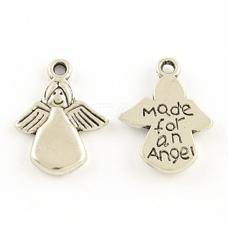 Tibetan Style Angel Alloy Pendants TIBEP-A579-AS-RS-1