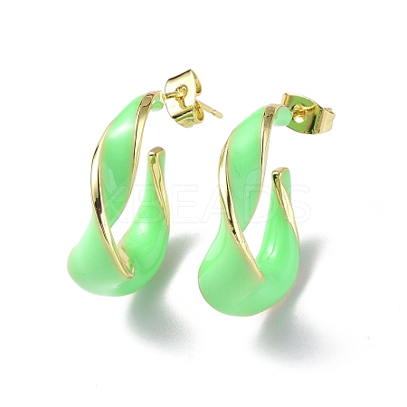 Enamel Twist Stud Earrings EJEW-P214-03G-03-1
