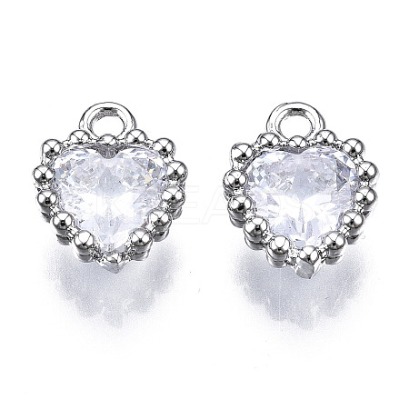 Brass Inlaid Clear Cubic Zirconia Charms ZIRC-S069-048B-P-1