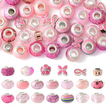 40Pcs 20 Styles Resin & Glass European Beads RPDL-FS0001-04-1