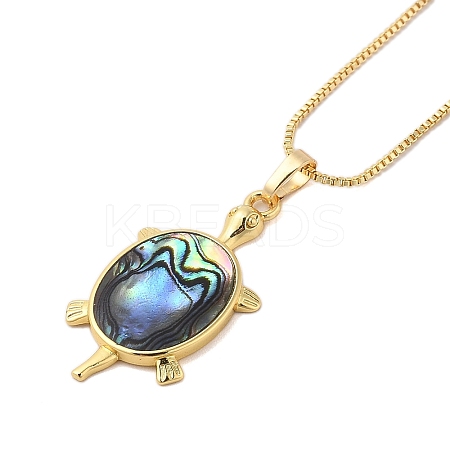 Rack Plating Natural Paua Shell Pendants Necklace NJEW-B104-01J-01G-1