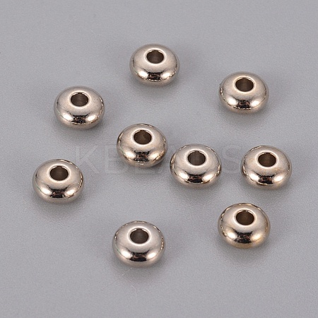 Platinum Brass Rondelle Spacer Beads X-KK-E356-6mm-P-1