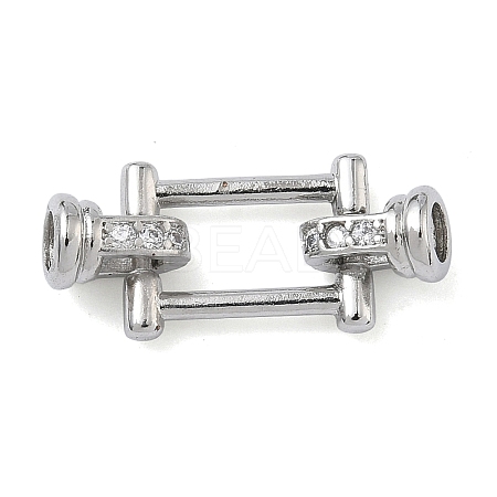 Rectangle Brass Micro Pave Clear Cubic Zirconia Fold Over Clasps KK-Z143-19P-1