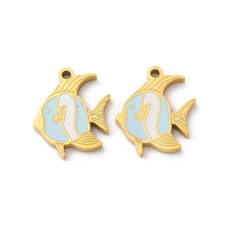 304 Stainless Steel Enamel Charms STAS-U060-02G-03-1