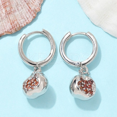 Brass Cubic Zirconia Hoop Earrings EJEW-Q015-02P-C-1