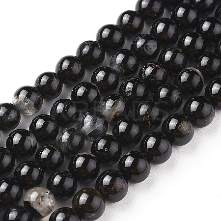 Natural Black Tourmaline Beads Strands G-F666-05-8mm-1