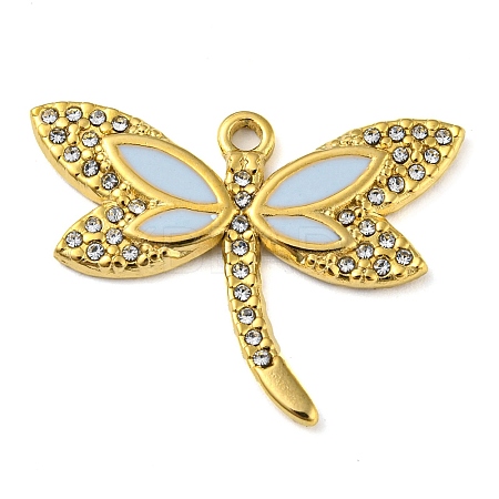 Ion Plating(IP) Real 18K Gold Plated 304 Stainless Steel Rhinestone Pendants STAS-P341-04G-02-1