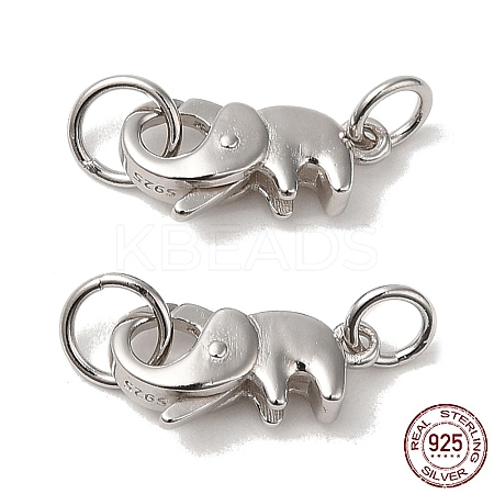 Anti-Tarnish Rhodium Plated 925 Sterling Silver Lobster Claw Clasps with Jump Rings X-STER-D006-15P-1
