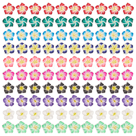 Handmade Polymer Clay 3D Flower Plumeria Beads CLAY-SC0001-02-1