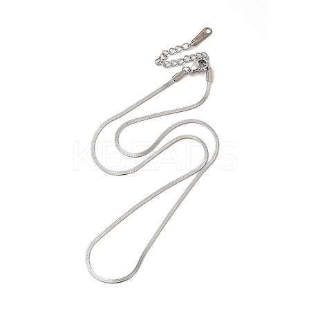 304 Stainless Steel Herringbone Chain Necklace for Women NJEW-G097-02P-1