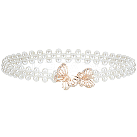 1Pc Acrylic Pearl Braided Stretch Chain Belts AJEW-CP0008-12A-1