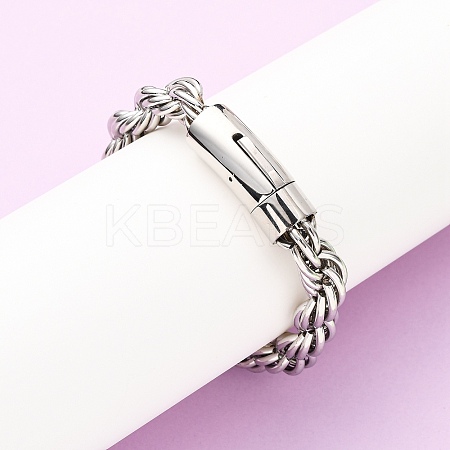 304 Stainless Steel Rope Chain Bracelets for Men Women BJEW-C124-03B-P-1
