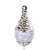 Antique Silver Plated Alloy Resin Teardrop Pendants PALLOY-F051-04AS-2