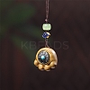 Sandalwood Cat Paw Print Pendant Decorations with Carved Inlaid Six-Character Mantra PW-WGCC698-03-1