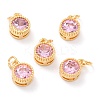 Real 18K Gold Plated Brass Inlaid Cubic Zirconia Charms ZIRC-L100-081G-06-1