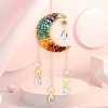 Copper Wire Wrapped Gemstone Chips & Metal Moon Pendant Decorations PW23101758052-1