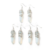 Opalite Bullet with Flower Dangle Earrings EJEW-G300-02P-04-1