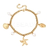 Starfish & Shell Shape 304 Stainless Steel Charm Bracelets BJEW-F519-02B-G-4