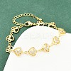 Brass Micro Pave Clear Cubic Zirconia Link Chain Bracelets for Women BJEW-A090-09B-G-1