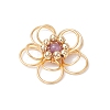4Pcs 4 Styles Natural Amethyst & Quartz Crystal & Green Aventurine & Carnelian Round Copper Wire Wrapped Flower Pendants PALLOY-TA00258-4