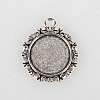 Tibetan Style Alloy Pendant Cabochon Settings TIBEP-N003-49AS-1