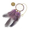 Natural Amethyst Woven Net/Web with Feather Wall Hanging Decoration HJEW-JM01222-01-2