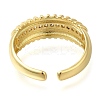 Brass Micro Pave Clear Cubic Zirconia Open Cuff Rings for Women RJEW-M021-03G-2
