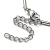 Tarnish Resistant 304 Stainless Steel Round Snake Chain Bracelet with Oval Beaded BJEW-E088-03P-3