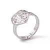 Non-Tarnish 201 Stainless Steel Heart with Number 15 Adjustable Ring for Women RJEW-C045-12P-1