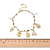 Bohemian Brass Glass Flat Round Link Chain Anklets AJEW-Z046-09G-3