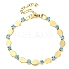 304 Stainless Steel Aquamarine Rhinestone Link Chain Bracelets for Women BJEW-G712-13C-03-1