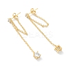 Brass Micro Pave Clear Cubic Zirconia Cable Chain Tassel Earrings EJEW-H125-12G-2