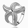Fashion Style Brass Starfish/Sea Stars Metal Rings RJEW-EE0001-086-D-1