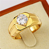 304 Stainless Steel Pave Clear Cubic Zirconia Finger Rings for Men FS-WG96A01-12-1