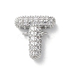 Brass Micro Pave Cubic Zirconia Letter Links KK-I717-04T-P-1