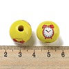 Printed Wood European Beads WOOD-L020-D09-3
