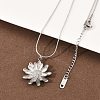 304 Stainless Steel Flower Pendant Round Snake Chain Necklaces for Women NJEW-G188-02P-2
